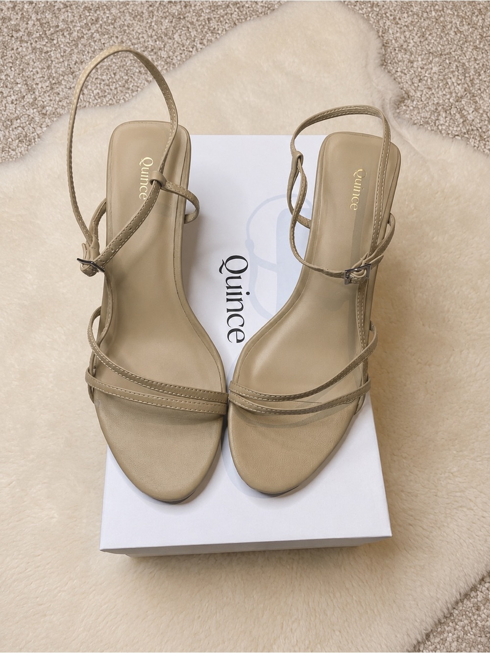 Quince Nude Strappy Slingback Heels